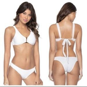 Pilyq White Perl Detail Halter Bikini and Teeny Top Size S